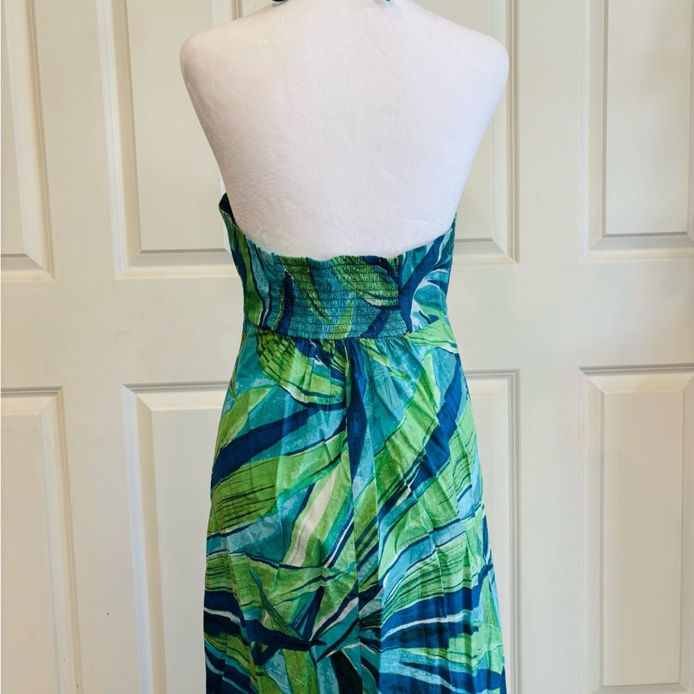 H&M Maxi Halter Dress in Blue & Green Abstract Print - Picture 5 of 6